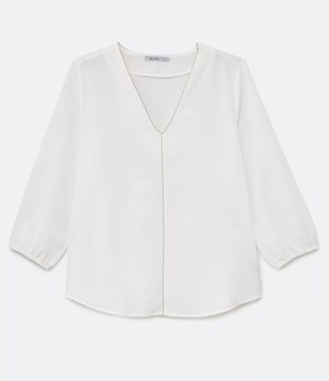 BLUSA MANGA LONGA LISA COM DECOTE V