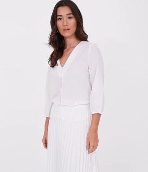 BLUSA MANGA LONGA LISA COM DECOTE V