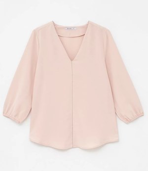 BLUSA MANGA LONGA LISA COM DECOTE V